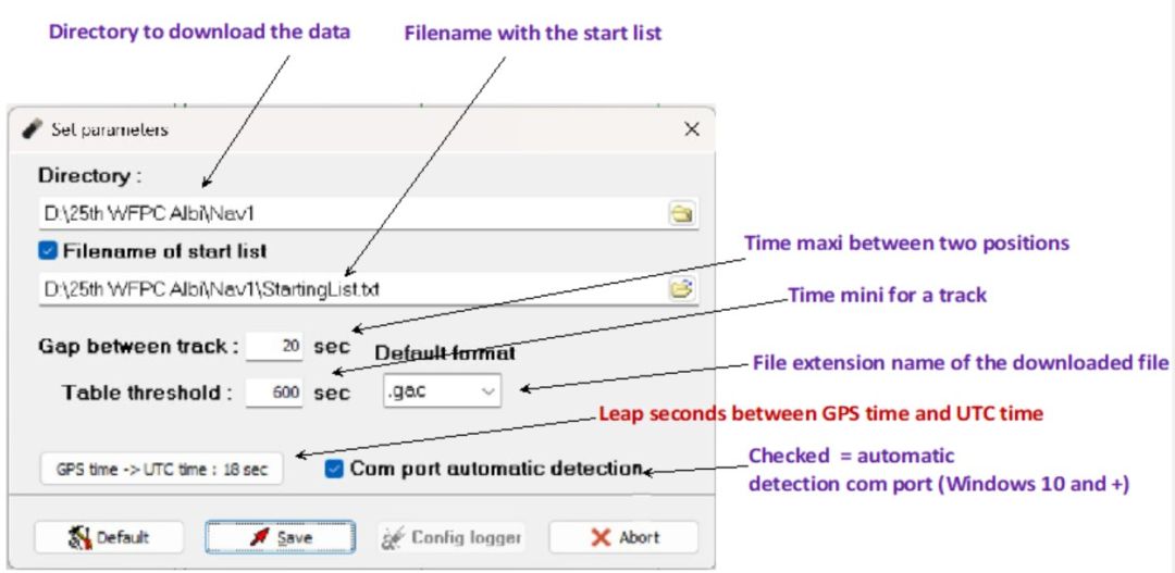 Set parameters