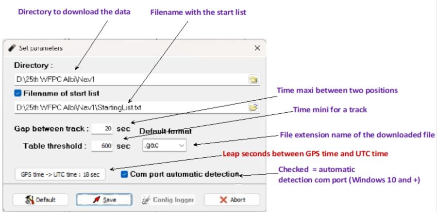 Set parameters